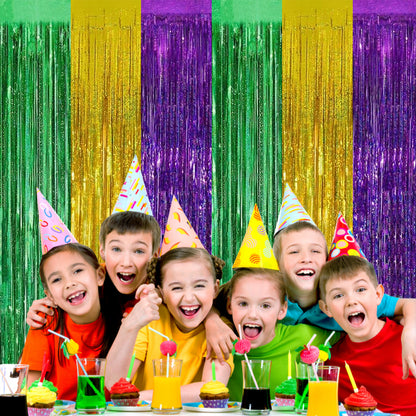 PMU Metallic Fringe Curtains | Metallic Foil Fringe Backdrop Curtains | Fringe Backdrop for Graduation, Birthday Party Decorations, Baby Shower, Disco Party |3ft x 8ft