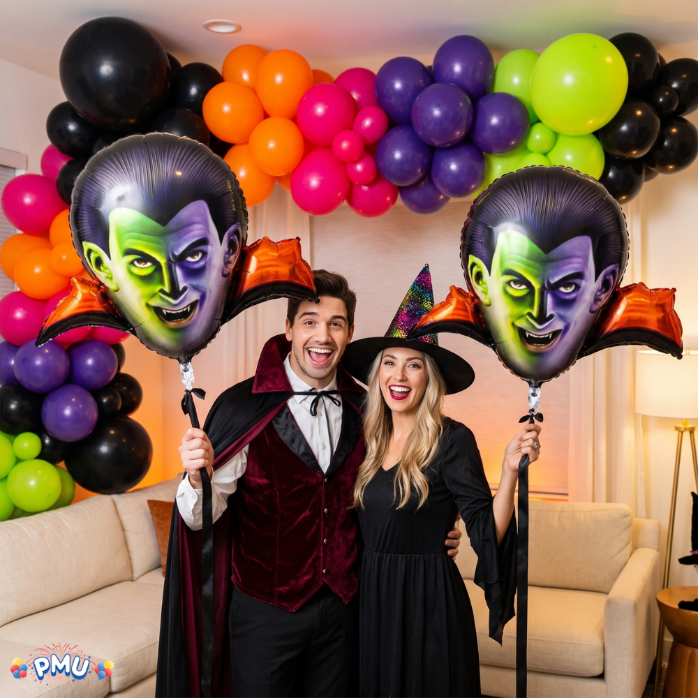 PMU Halloween Mylar Foil Balloons for Halloween Party Decorations, Haunted House, Photo Booth & Spooky Celebrations