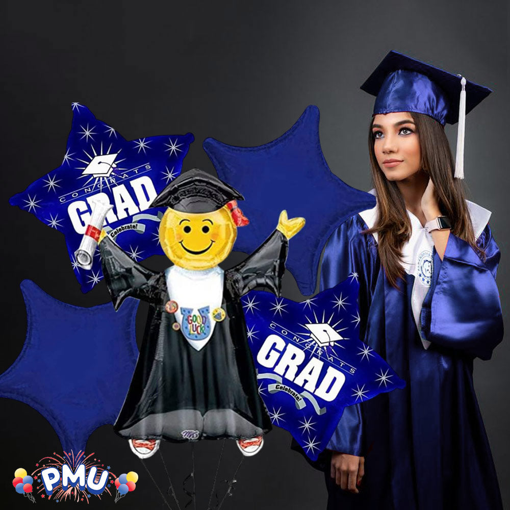 PMU Graduation Jumping Smiley Grad Balloon Bouquet (5/Pkg) Pkg/1