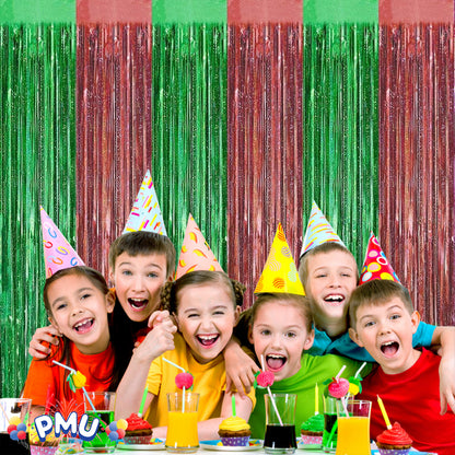 PMU Metallic Fringe Curtains | Metallic Foil Fringe Backdrop Curtains | Fringe Backdrop for Graduation, Birthday Party Decorations, Baby Shower, Disco Party |3ft x 8ft
