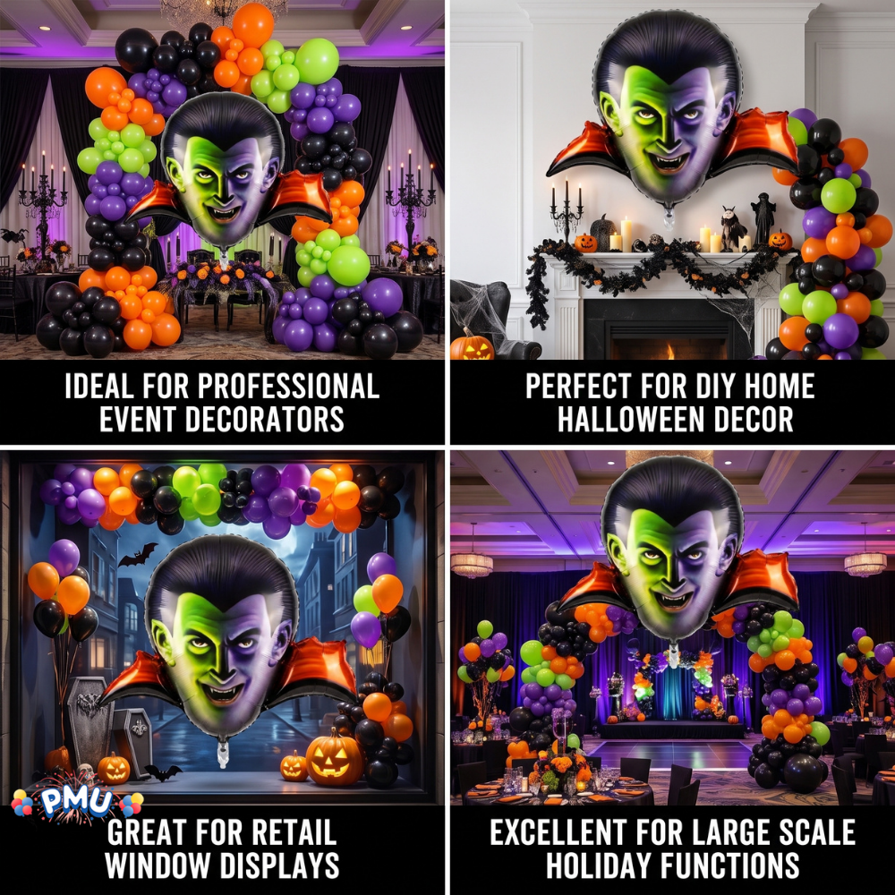 PMU Halloween Mylar Foil Balloons for Halloween Party Decorations, Haunted House, Photo Booth & Spooky Celebrations
