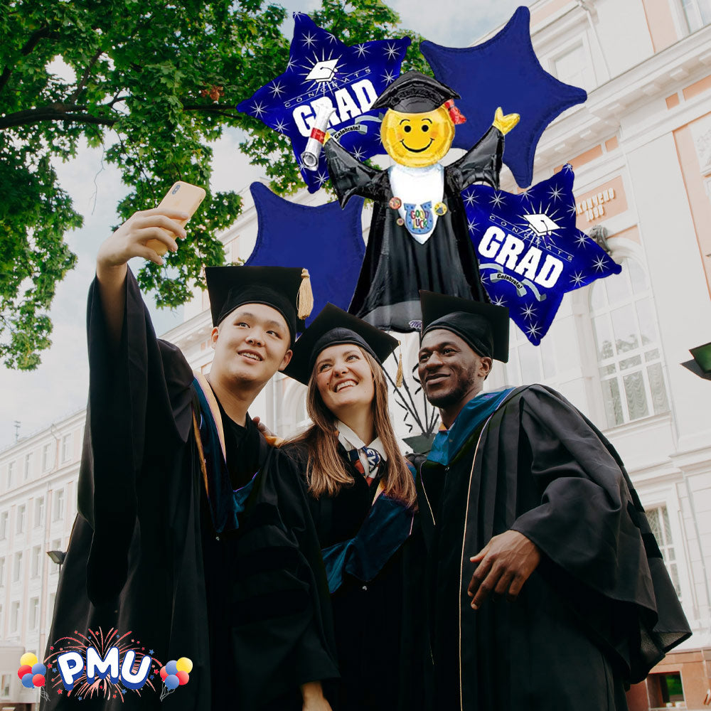 PMU Graduation Jumping Smiley Grad Balloon Bouquet (5/Pkg) Pkg/1