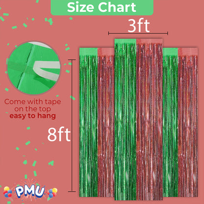 PMU Metallic Fringe Curtains | Metallic Foil Fringe Backdrop Curtains | Fringe Backdrop for Graduation, Birthday Party Decorations, Baby Shower, Disco Party |3ft x 8ft