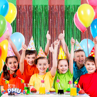 PMU Metallic Fringe Curtains | Metallic Foil Fringe Backdrop Curtains | Fringe Backdrop for Graduation, Birthday Party Decorations, Baby Shower, Disco Party |3ft x 8ft