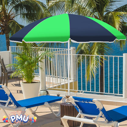 PMU Beach Umbrella 6 feet Opens to 72 inches Multicolor Beach Parasol and Outdoor Sun Protection Polyester