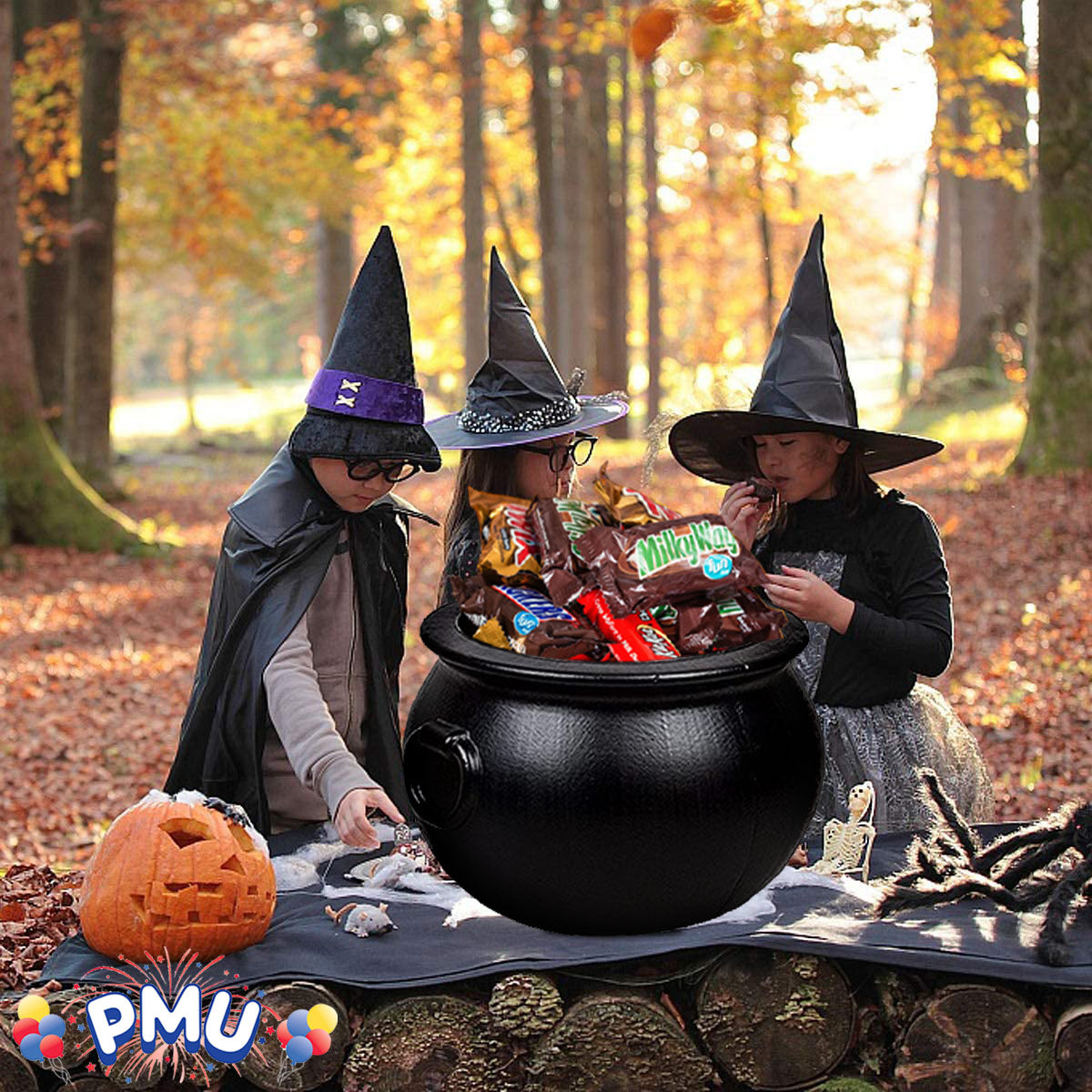 PMU Halloween Cauldron - Multi-Pack Assortment Plastic Candy Holder for Kids - Halloween Party Favors & Supplies