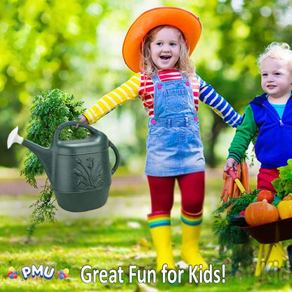 PMU 2 Gallon Watering Can - Garden Watering Can for Indoor & Outdoor Plants - Plastic Water Can with Detachable Sprinkler Head - Large Water Pot, Made in USA