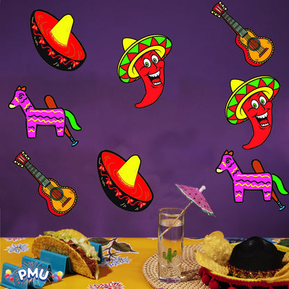PMU Cinco de Mayo Cut Out Decorations & Mexican Themed Photo Booth Prop Set