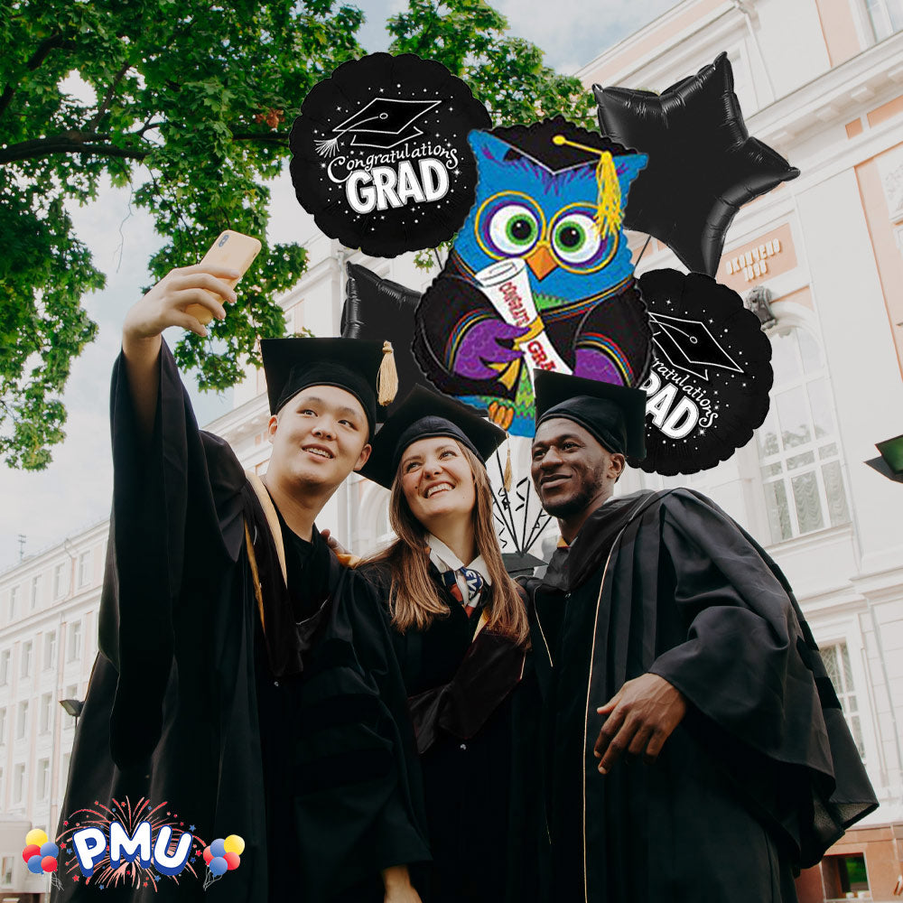 PMU Graduation Jumping Smiley Grad Balloon Bouquet (5/Pkg) Pkg/1