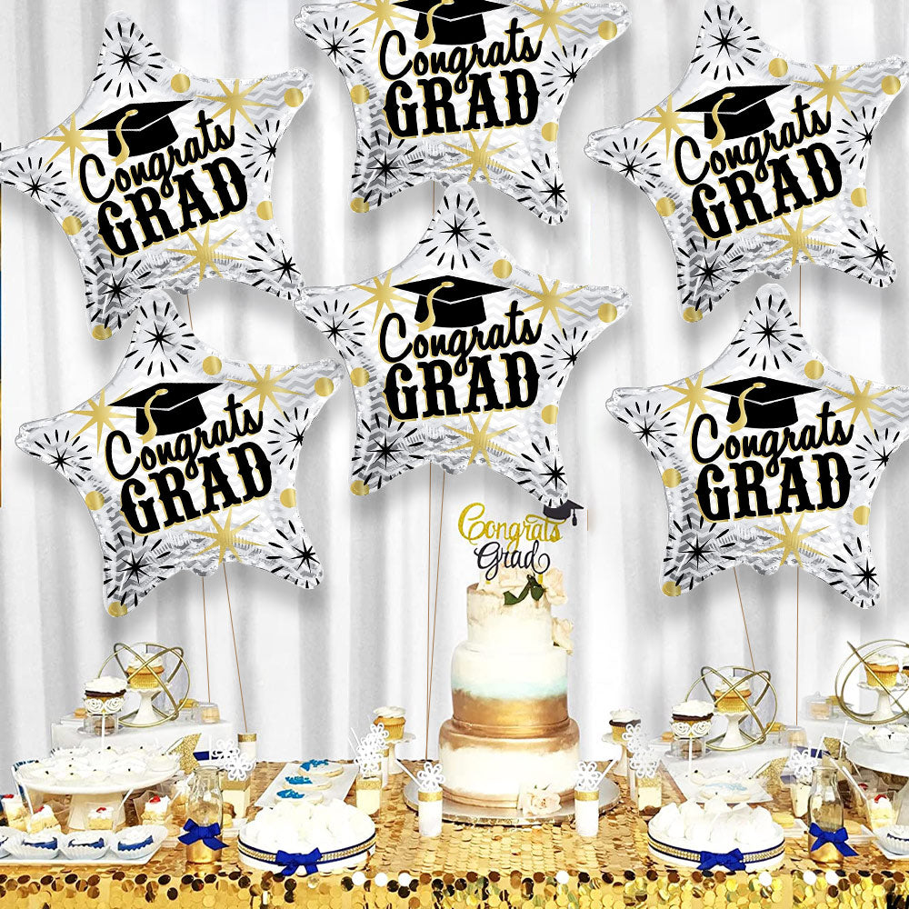 PMU Congrats Grad Cap Balloon, Star 18in Mylar | Graduation Decoration Mylar Balloons | Celebrate Success with Vibrant Graduation Balloons | Balloon Graduation Décor