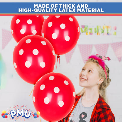 PMU Polka Dot Balloons PartyTex 11 Inch with All-Over Print White Dots