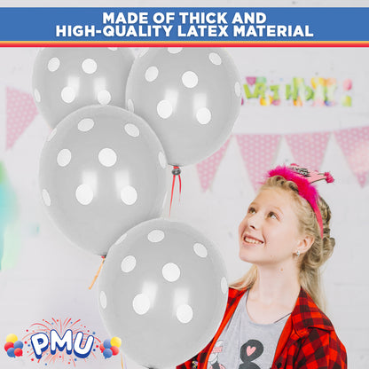 PMU Polka Dot Balloons PartyTex 11 Inch with All-Over Print White Dots