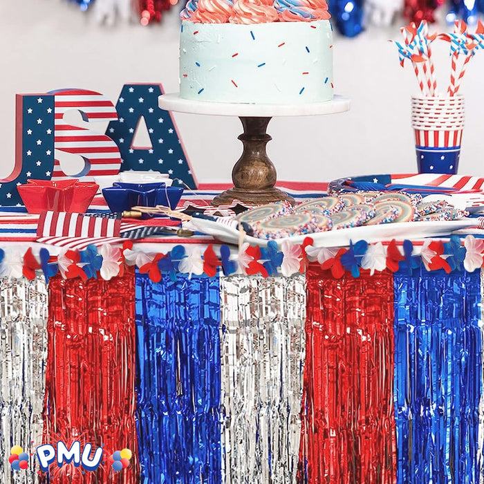 PMU Patriotic Table Skirt Red, White and Blue