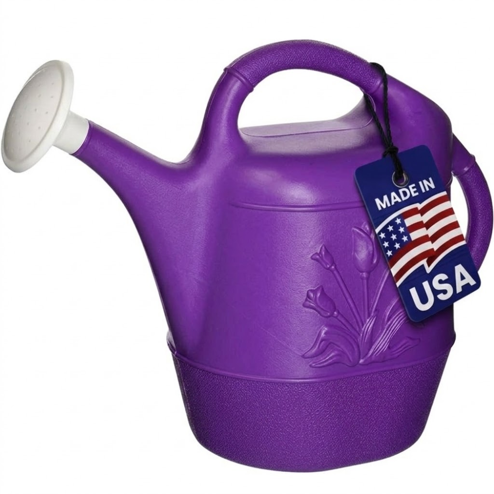 PMU 2 Gallon Watering Can - Garden Watering Can for Indoor & Outdoor Plants - Plastic Water Can with Detachable Sprinkler Head - Large Water Pot, Made in USA