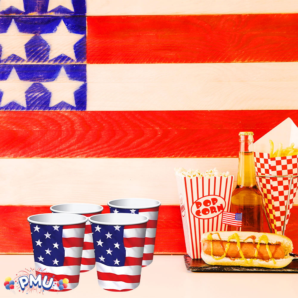 PMU Patriotic Stars and Stripes American Flag Patterned Paper Patriotic Party Tableware