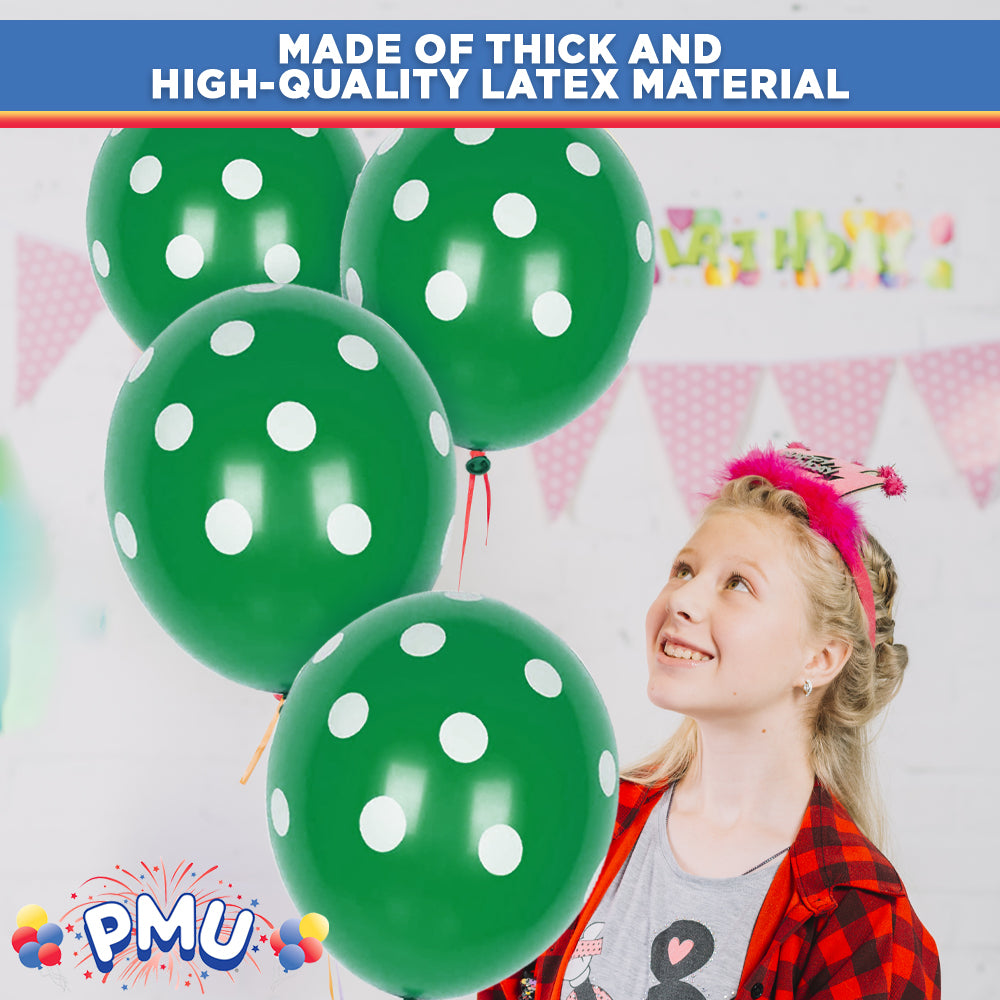 PMU Polka Dot Balloons PartyTex 11 Inch with All-Over Print White Dots