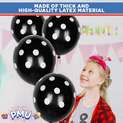 PMU Polka Dot Balloons PartyTex 11 Inch with All-Over Print White Dots