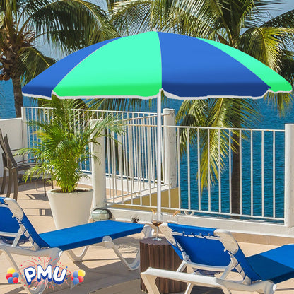 PMU Beach Umbrella 6 feet Opens to 72 inches Multicolor Beach Parasol and Outdoor Sun Protection Polyester