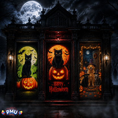 PMU 3 Pcs Halloween Door Cover, High-Definition Door Cover Halloween Decor