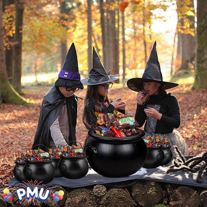 PMU Halloween Cauldron - Multi-Pack Assortment Plastic Candy Holder for Kids - Halloween Party Favors & Supplies