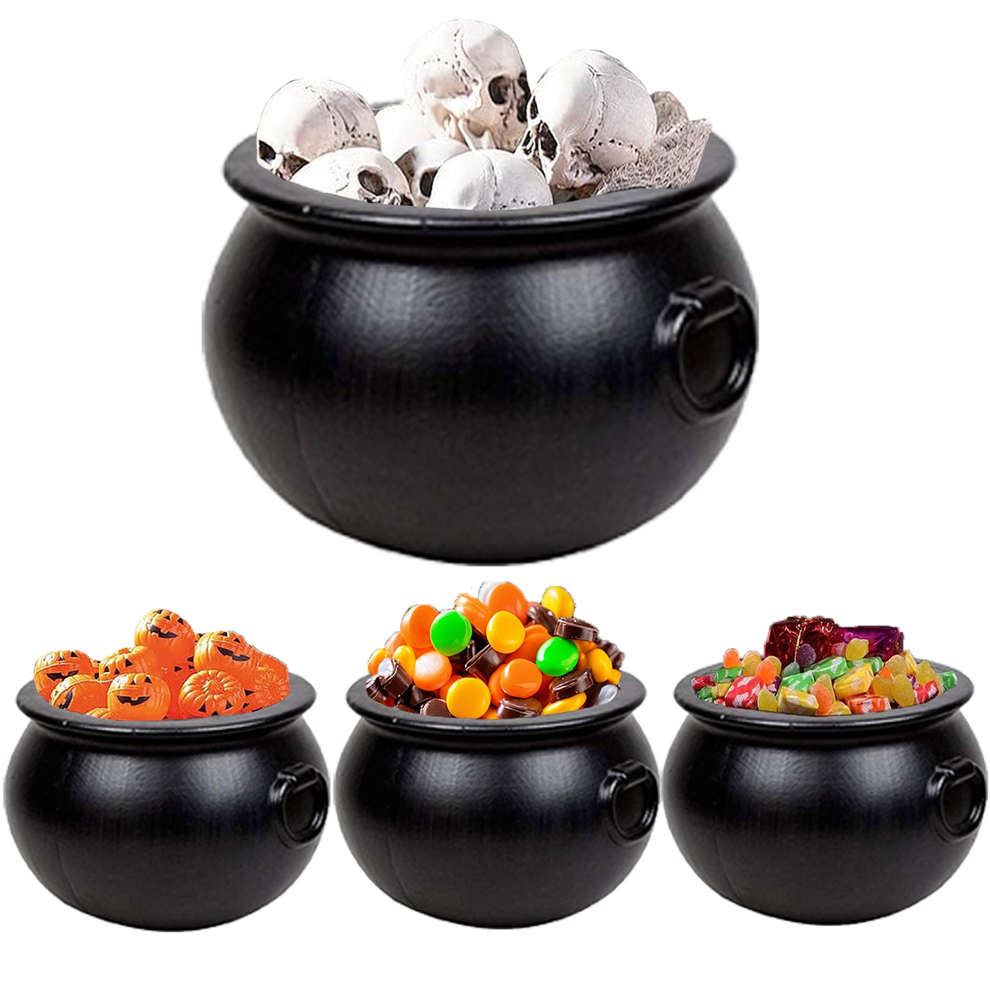 PMU Halloween Cauldron - Blow Mold Plastic Party Accessory - Candy Holder for Kids - Halloween Party Favors & Supplies – Perfect for Trick or Treat