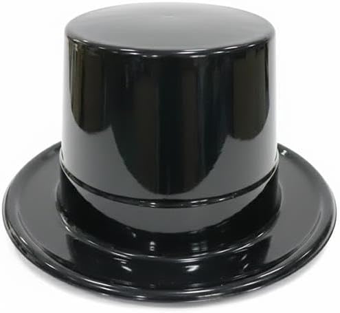 PMU Plastic Party Top Hat for Adults & Kids - Plastic Hat for Parties, New Year Events, Magic Shows & Photo Booth Props
