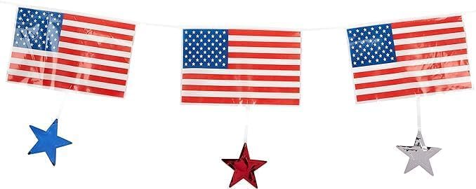 PMU Patriotic Outdoor Pennant Banner Red, White and Blue 17in. X 30ft