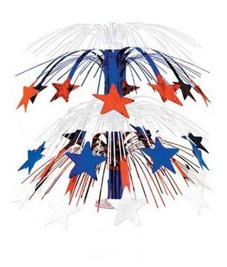 PMU Patriotic Star & American Flag Cascade Table Centerpiece – 4th of July & Independence Day Decor