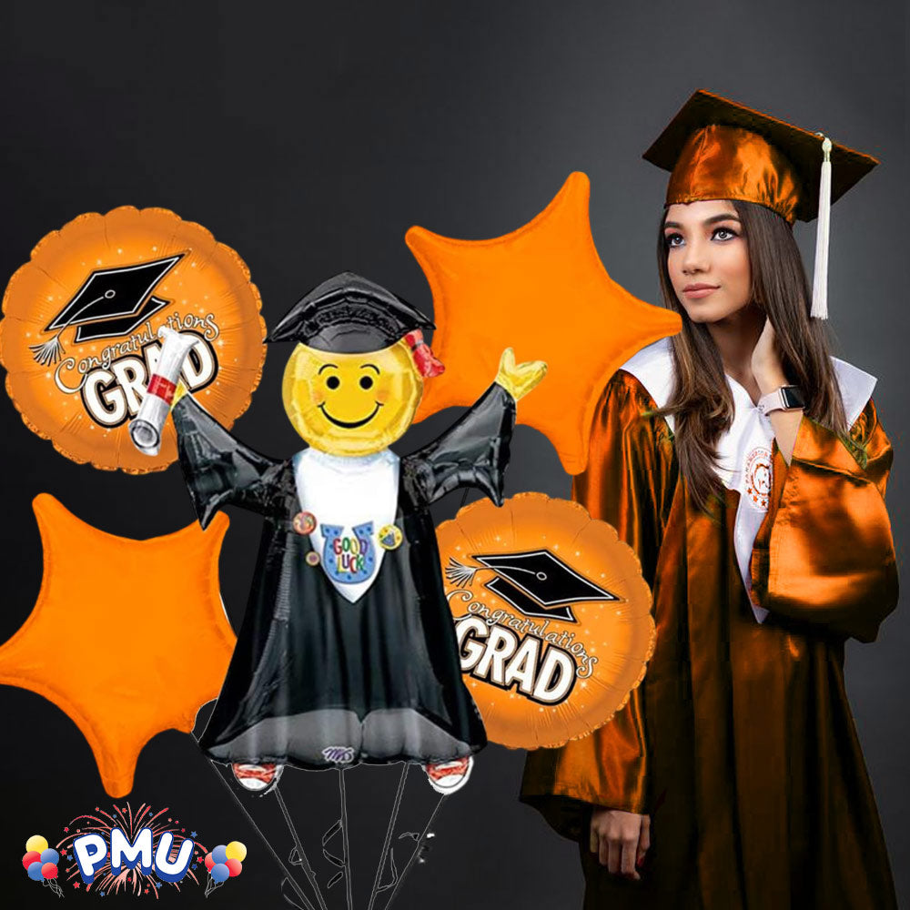 PMU Graduation Jumping Smiley Grad Balloon Bouquet (5/Pkg) Pkg/1