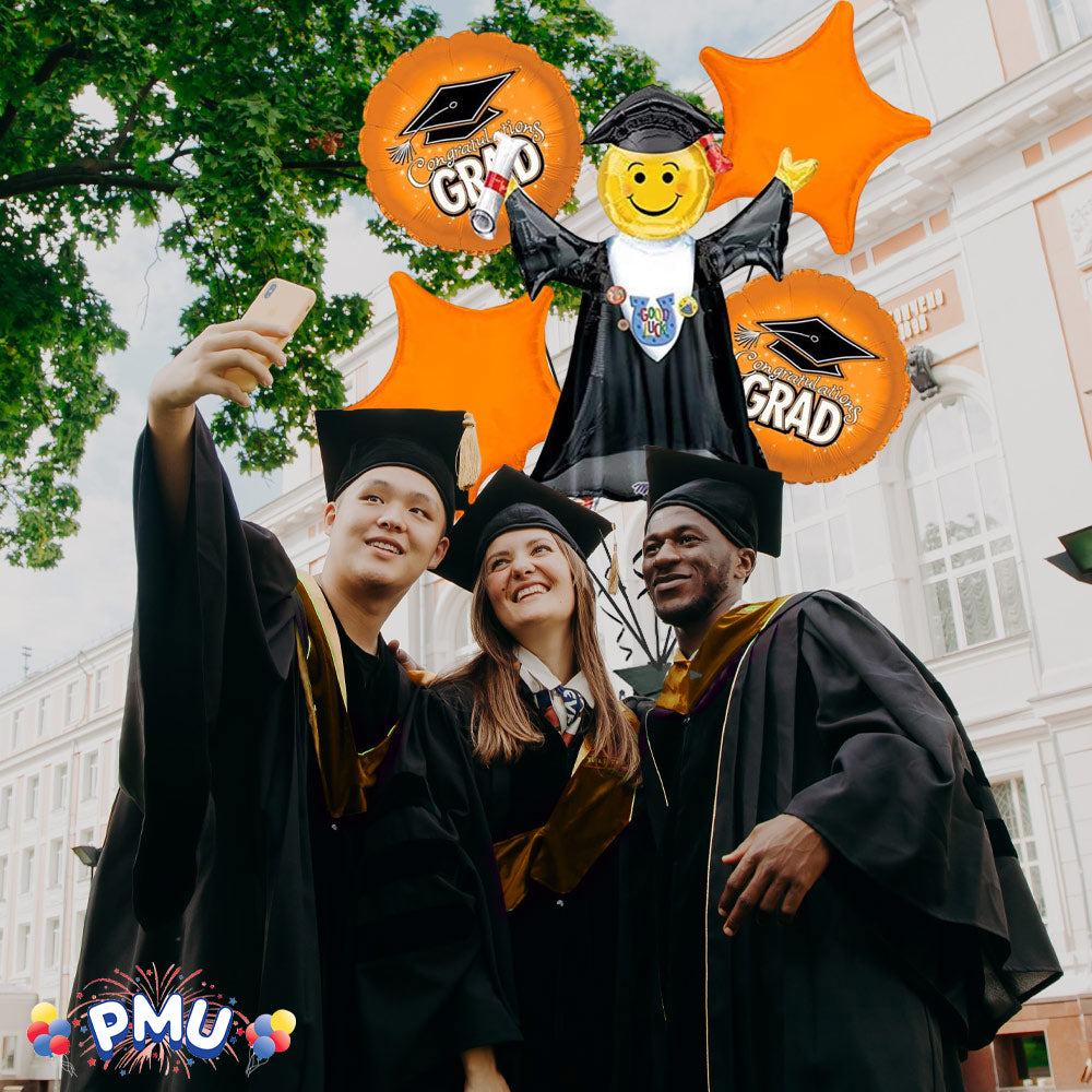 PMU Graduation Jumping Smiley Grad Balloon Bouquet (5/Pkg) Pkg/1