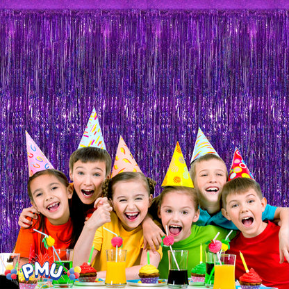 PMU Metallic Fringe Curtains | Metallic Foil Fringe Backdrop Curtains | Fringe Backdrop for Graduation, Birthday Party Decorations, Baby Shower, Disco Party |3ft x 8ft