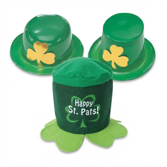 PMU 3-Pc St. Patrick’s Day Hat Bundle – Plush Leprechaun, Shamrock Beer Mug & Felt Shamrock Hat Wearable Costume