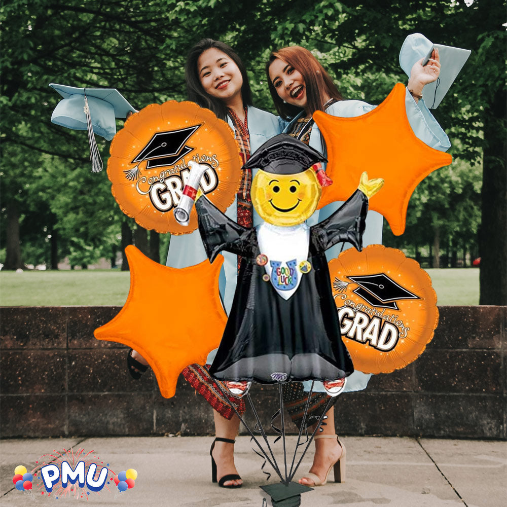 PMU Graduation Jumping Smiley Grad Balloon Bouquet (5/Pkg) Pkg/1