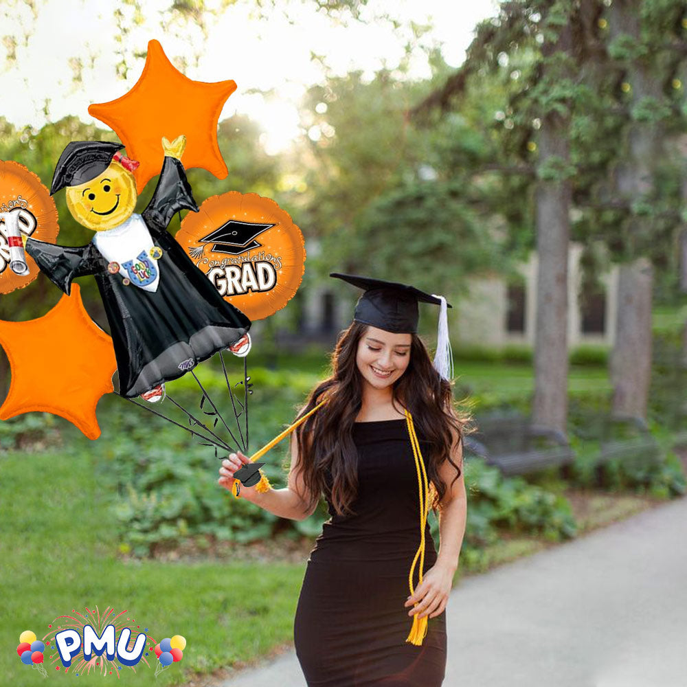 PMU Graduation Jumping Smiley Grad Balloon Bouquet (5/Pkg) Pkg/1