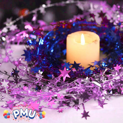 PMU Star Wire Shiny - Garland Light Pink, Christmas Party, Wedding, Birthday, Festive Home Decoration Ornament 25ft Tinsel