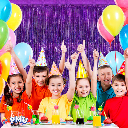 PMU Metallic Fringe Curtains | Metallic Foil Fringe Backdrop Curtains | Fringe Backdrop for Graduation, Birthday Party Decorations, Baby Shower, Disco Party |3ft x 8ft