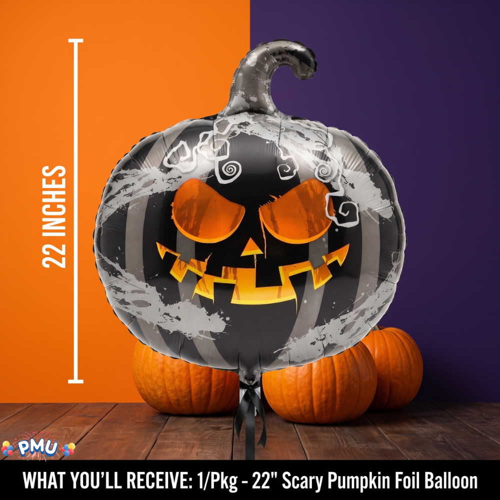 PMU Halloween Foil Balloons 18 Inch, Fun Mylar Balloons for Halloween Party Décor