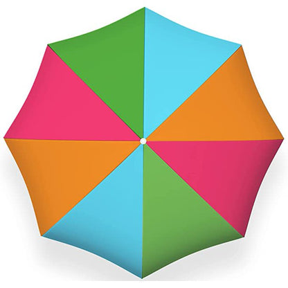 PMU Beach Umbrella 6 feet Opens to 72 inches Multicolor Beach Parasol and Outdoor Sun Protection Polyester