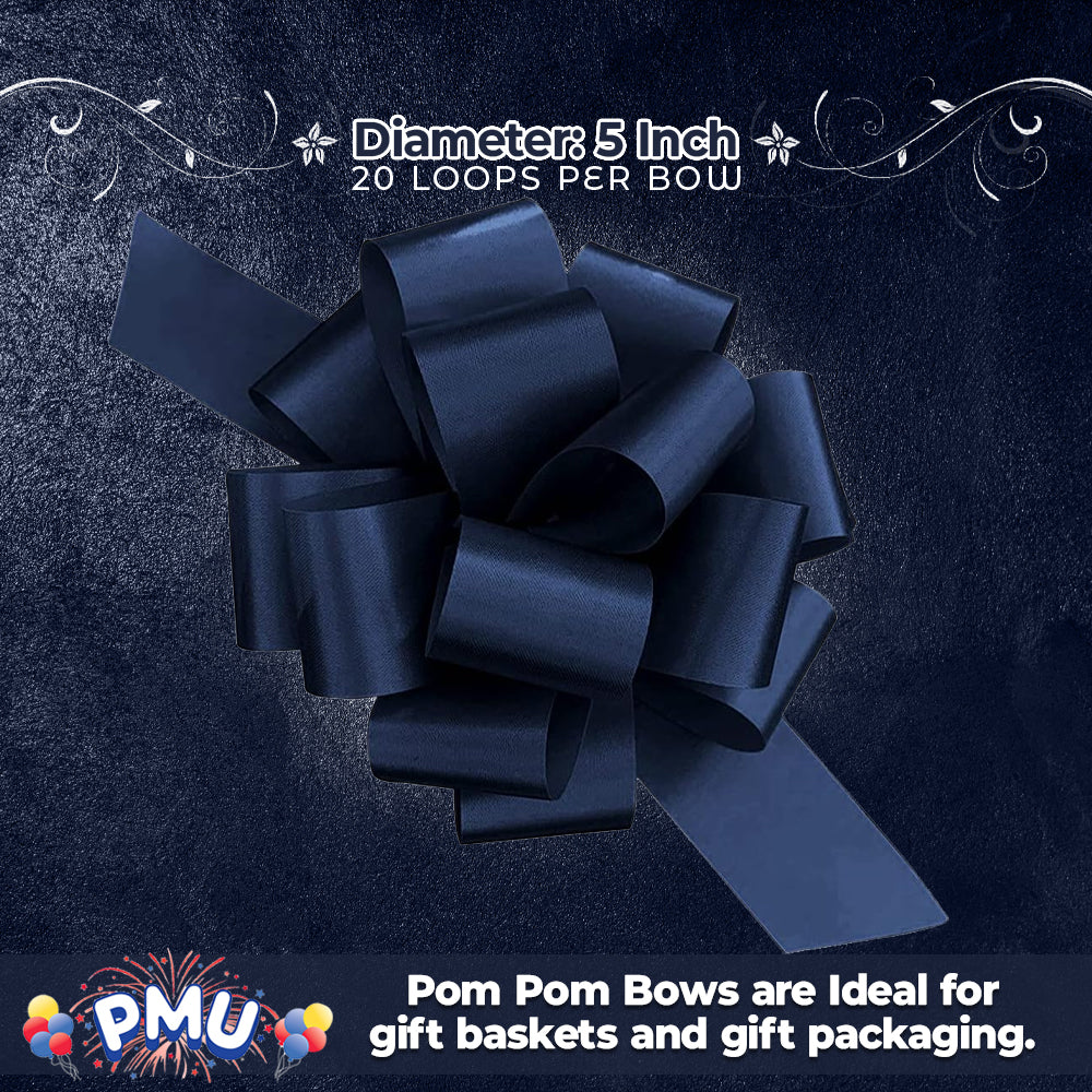 PMU Perfect Pull String Bows - Gift Bows for Wedding, Birthdays & Anniversaries - Ribbon Bows for Flowers & Basket Decoration - Large Bow for Gift Wrapping - 5 Inch 20 Loops