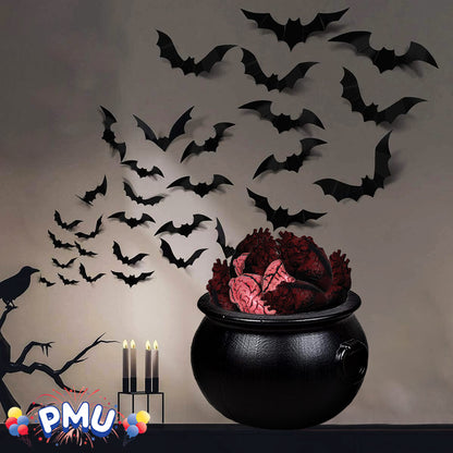 PMU Halloween Cauldron - Multi-Pack Assortment Plastic Candy Holder for Kids - Halloween Party Favors & Supplies - Black Set