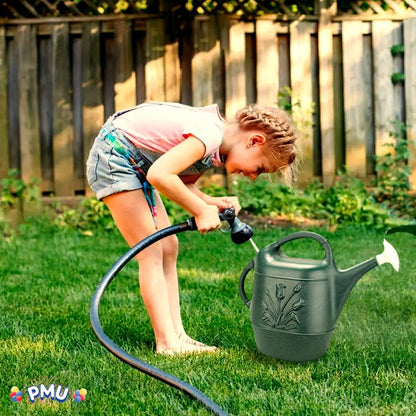 PMU 2 Gallon Watering Can - Garden Watering Can for Indoor & Outdoor Plants - Plastic Water Can with Detachable Sprinkler Head - Large Water Pot, Made in USA