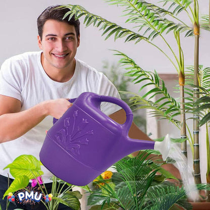 PMU 2 Gallon Watering Can - Garden Watering Can for Indoor & Outdoor Plants - Plastic Water Can with Detachable Sprinkler Head - Large Water Pot, Made in USA