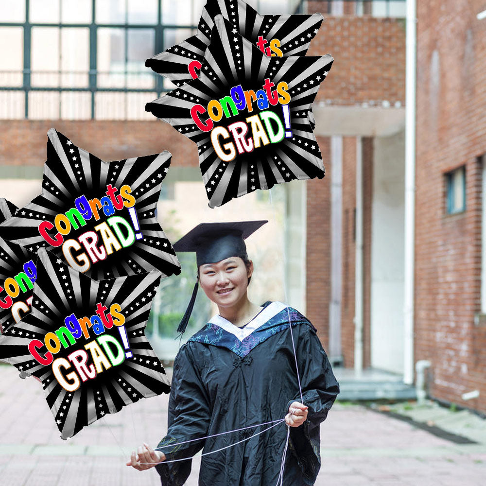 PMU Congrats Grad Cap Balloon, Star 18in Mylar | Graduation Decoration Mylar Balloons | Celebrate Success with Vibrant Graduation Balloons | Balloon Graduation Décor