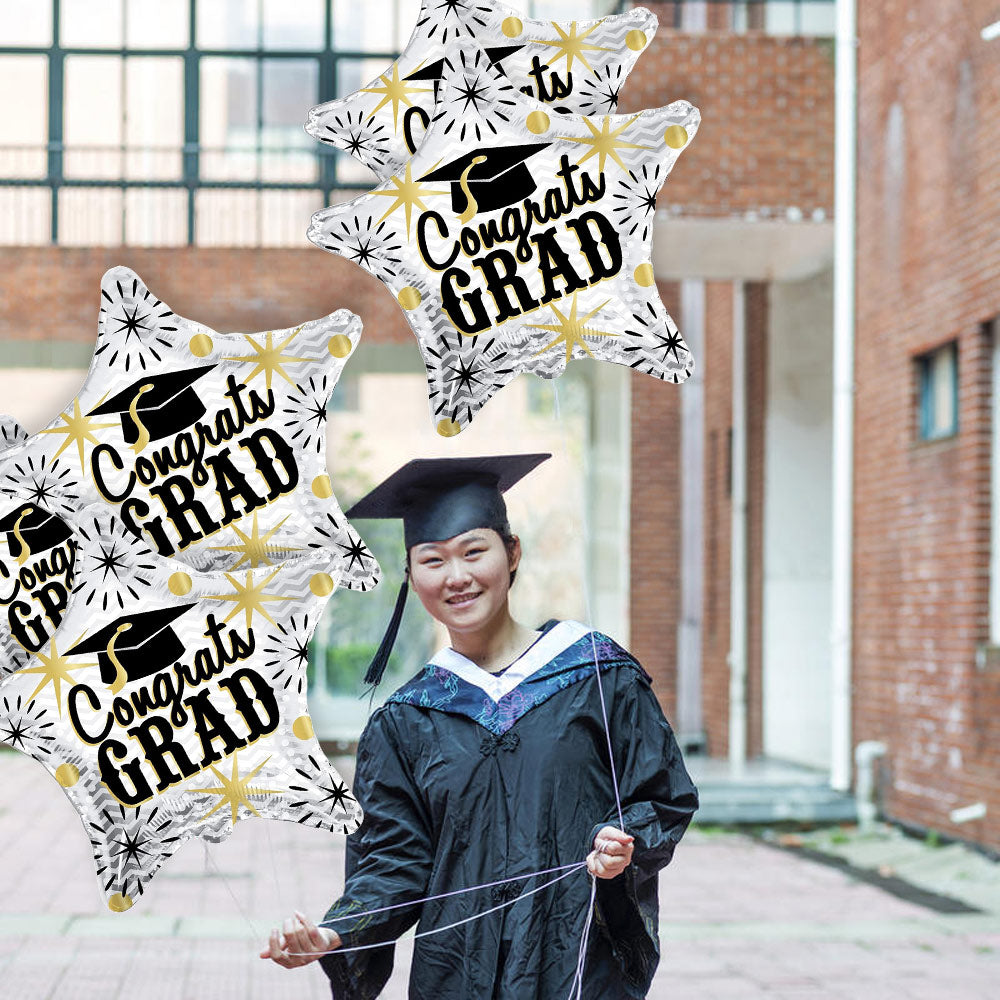 PMU Congrats Grad Cap Balloon, Star 18in Mylar | Graduation Decoration Mylar Balloons | Celebrate Success with Vibrant Graduation Balloons | Balloon Graduation Décor