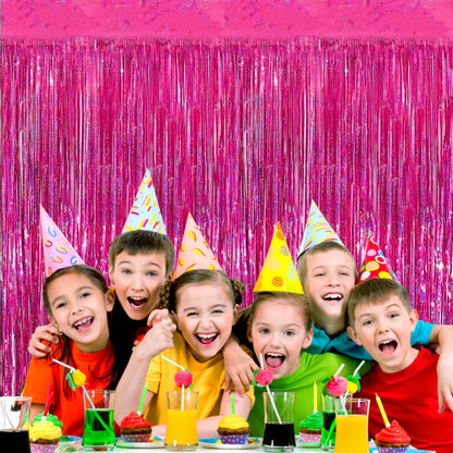 PMU Metallic Fringe Curtains | Metallic Foil Fringe Backdrop Curtains | Fringe Backdrop for Graduation, Birthday Party Decorations, Baby Shower, Disco Party |3ft x 8ft