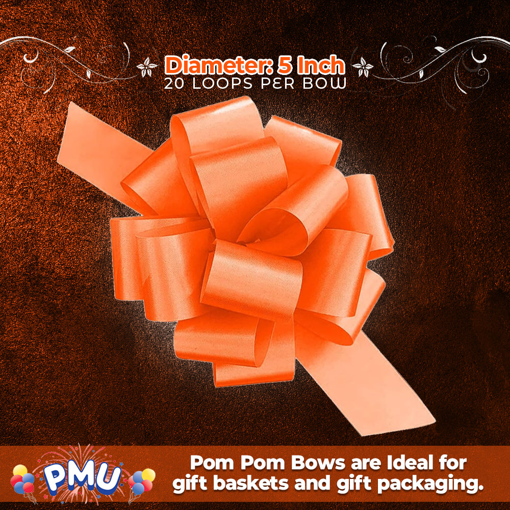 PMU Perfect Pull String Bows - Gift Bows for Wedding, Birthdays & Anniversaries - Ribbon Bows for Flowers & Basket Decoration - Large Bow for Gift Wrapping - 5 Inch 20 Loops