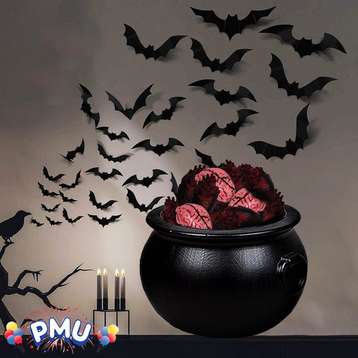 PMU Halloween Cauldron - Multi-Pack Assortment Plastic Candy Holder for Kids - Halloween Party Favors & Supplies - Black pcs Set