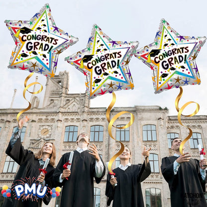 PMU Graduation Congrats Grad Star Shape 30 Inch Mylar Balloon