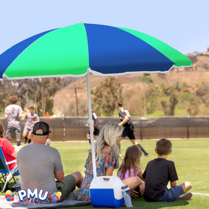 PMU Beach Umbrella 6 feet Opens to 72 inches Multicolor Beach Parasol and Outdoor Sun Protection Polyester