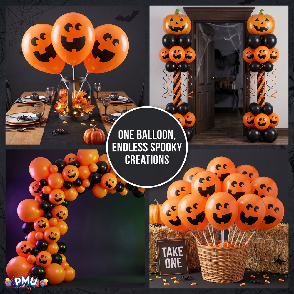 PMU Halloween Balloons - Small Latex Balloons for Halloween Ghost Theme & Birthday Parties, Trick-or-Treat, Party Favors & Decoration Supplies